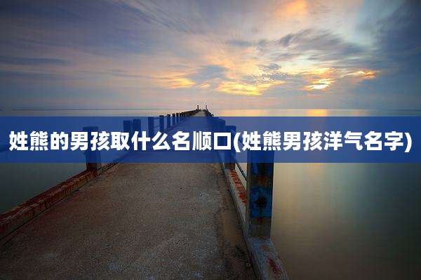 姓熊的男孩取什么名顺口(姓熊男孩洋气名字)
