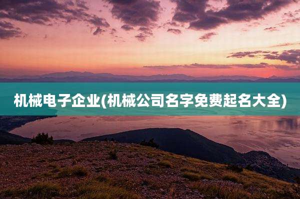 机械电子企业(机械公司名字免费起名大全)