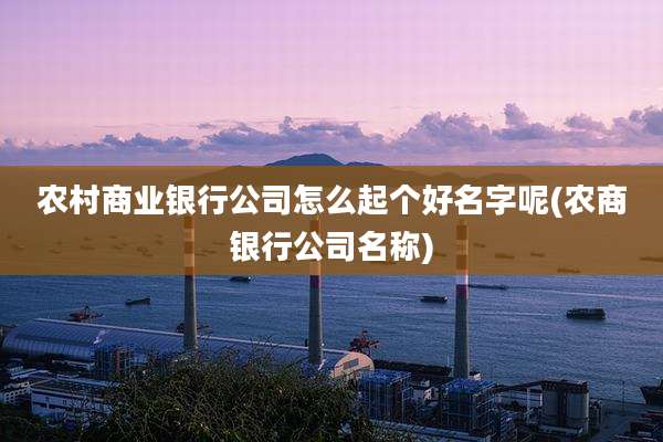 农村商业银行公司怎么起个好名字呢(农商银行公司名称)