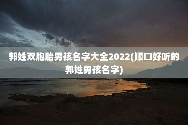 郭姓双胞胎男孩名字大全2022(顺口好听的郭姓男孩名字)