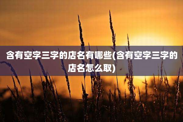 含有空字三字的店名有哪些(含有空字三字的店名怎么取)