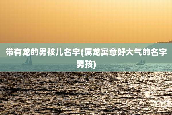 带有龙的男孩儿名字(属龙寓意好大气的名字男孩)