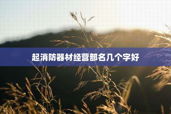 起消防器材经营部名几个字好