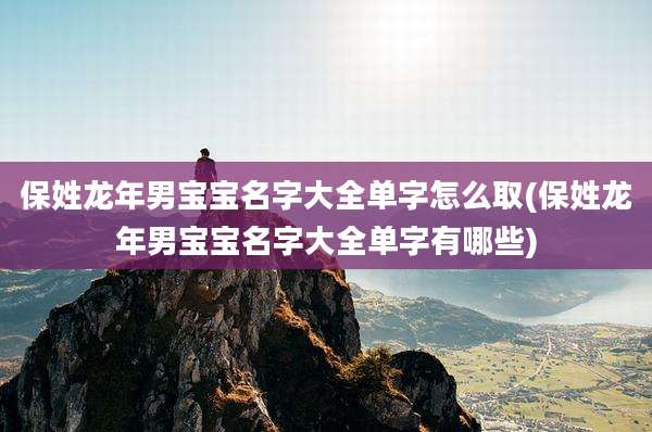保姓龙年男宝宝名字大全单字怎么取(保姓龙年男宝宝名字大全单字有哪些)