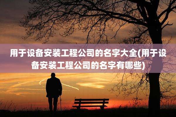 用于设备安装工程公司的名字大全(用于设备安装工程公司的名字有哪些)