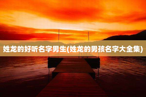 姓龙的好听名字男生(姓龙的男孩名字大全集)