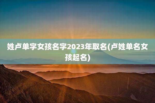 姓卢单字女孩名字2023年取名(卢姓单名女孩起名)