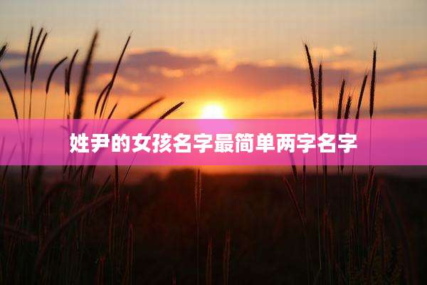 姓尹的女孩名字最简单两字名字