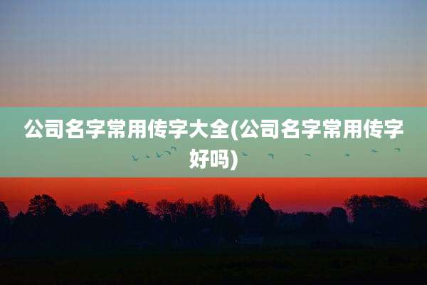 公司名字常用传字大全(公司名字常用传字好吗)
