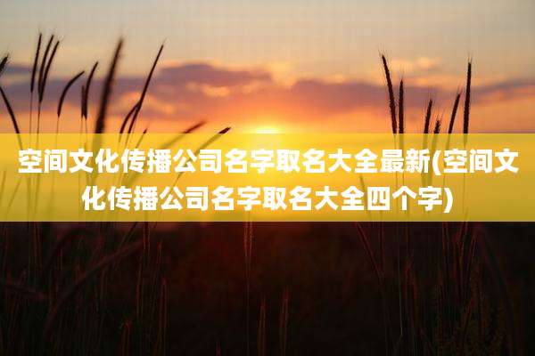 空间文化传播公司名字取名大全最新(空间文化传播公司名字取名大全四个字)