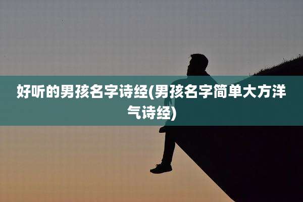 好听的男孩名字诗经(男孩名字简单大方洋气诗经)