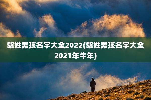 黎姓男孩名字大全2022(黎姓男孩名字大全2021年牛年)