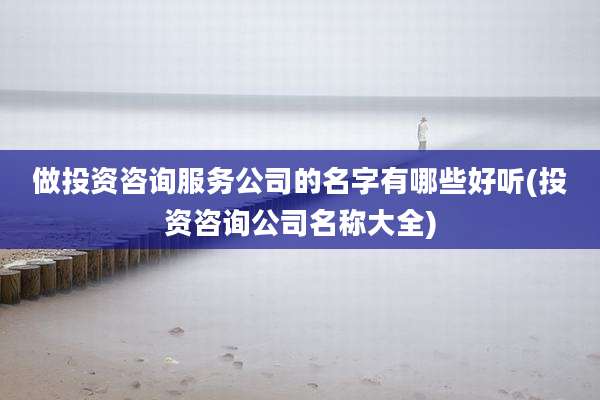 做投资咨询服务公司的名字有哪些好听(投资咨询公司名称大全)