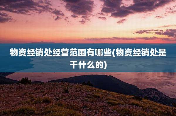 物资经销处经营范围有哪些(物资经销处是干什么的)