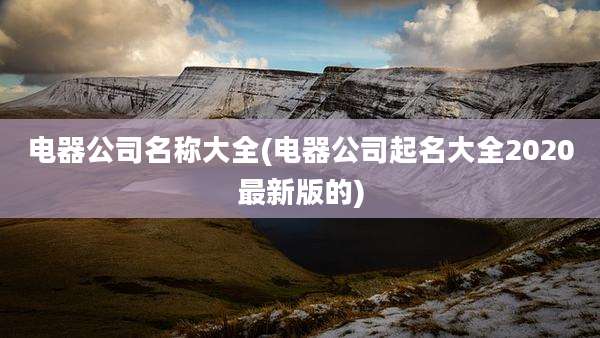 电器公司名称大全(电器公司起名大全2020最新版的)