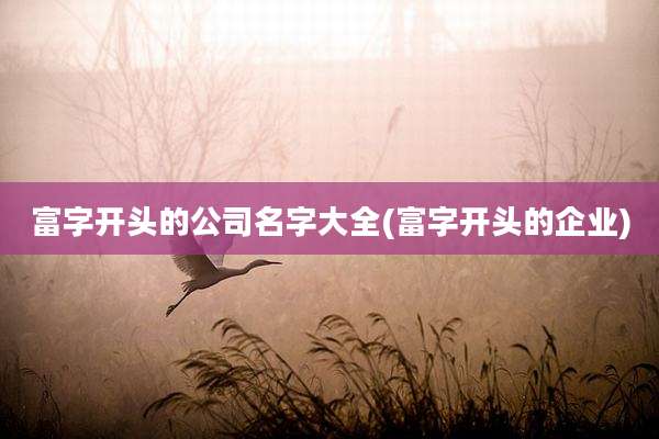 富字开头的公司名字大全(富字开头的企业)