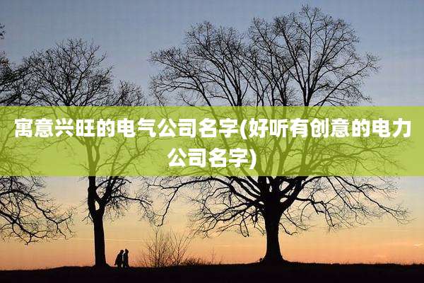 寓意兴旺的电气公司名字(好听有创意的电力公司名字)