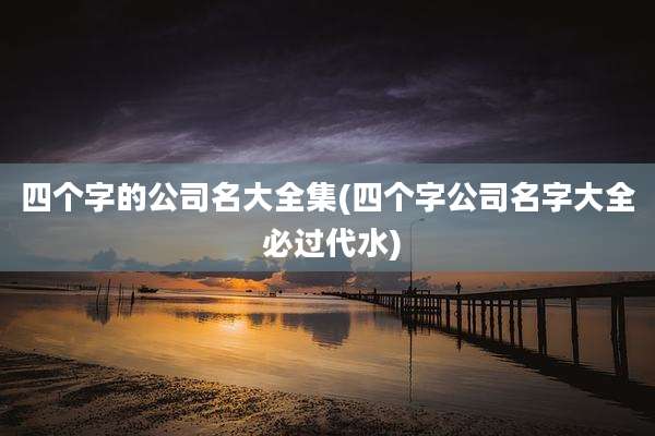 四个字的公司名大全集(四个字公司名字大全 必过代水)