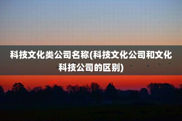 科技文化类公司名称(科技文化公司和文化科技公司的区别)