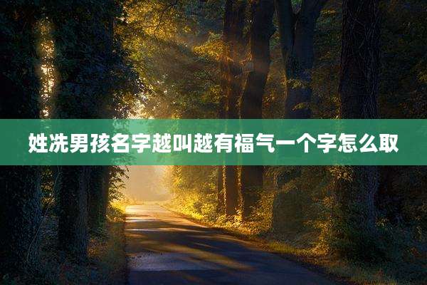姓冼男孩名字越叫越有福气一个字怎么取