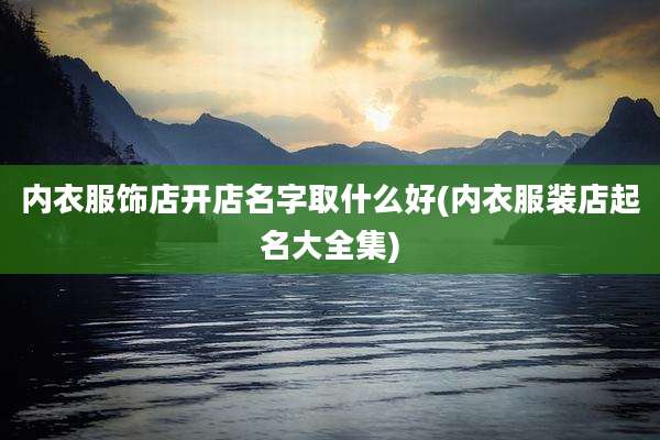 内衣服饰店开店名字取什么好(内衣服装店起名大全集)