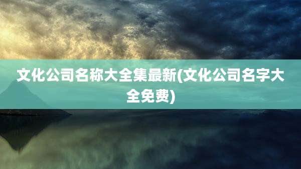 文化公司名称大全集最新(文化公司名字大全免费)