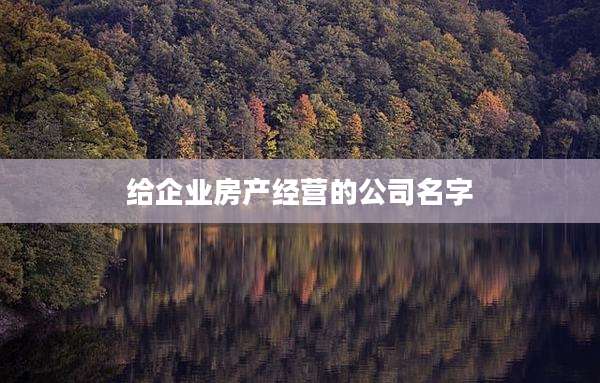 给企业房产经营的公司名字