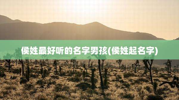 侯姓最好听的名字男孩(侯姓起名字)