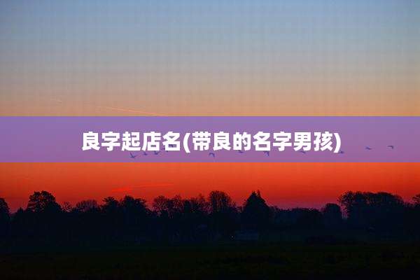 良字起店名(带良的名字男孩)