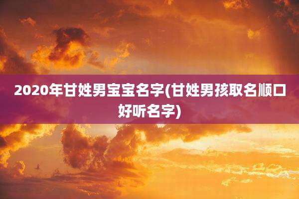 2020年甘姓男宝宝名字(甘姓男孩取名顺口好听名字)