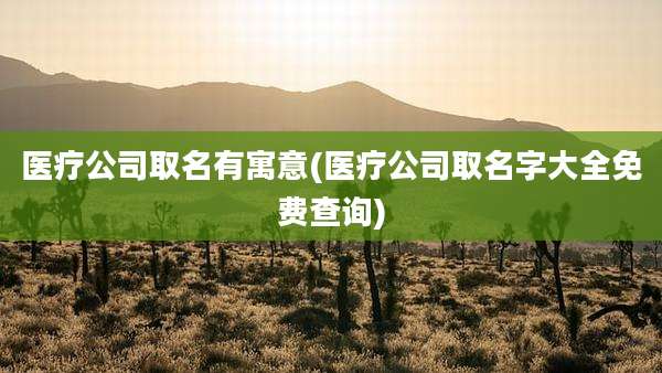 医疗公司取名有寓意(医疗公司取名字大全免费查询)
