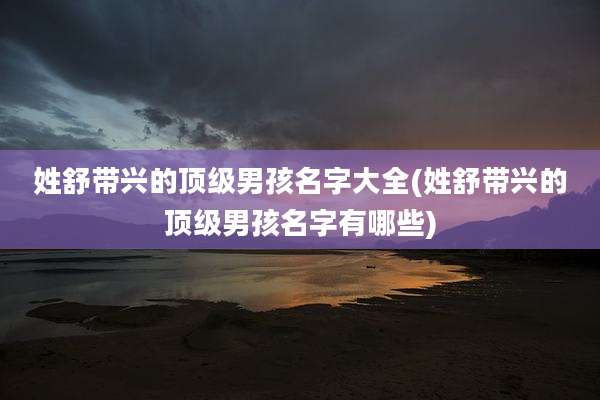 姓舒带兴的顶级男孩名字大全(姓舒带兴的顶级男孩名字有哪些)