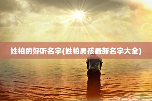 姓柏的好听名字(姓柏男孩最新名字大全)