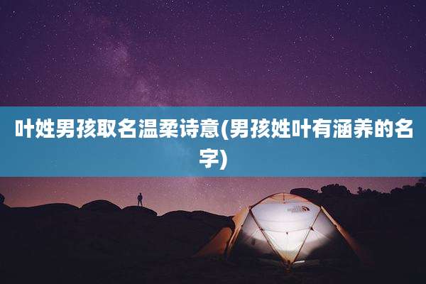 叶姓男孩取名温柔诗意(男孩姓叶有涵养的名字)