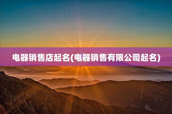 电器销售店起名(电器销售有限公司起名)