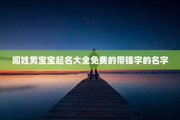 闻姓男宝宝起名大全免费的带锋字的名字