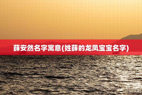 薛安然名字寓意(姓薛的龙凤宝宝名字)