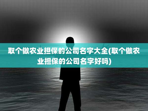 取个做农业担保的公司名字大全(取个做农业担保的公司名字好吗)