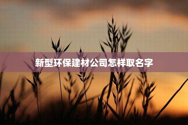 新型环保建材公司怎样取名字