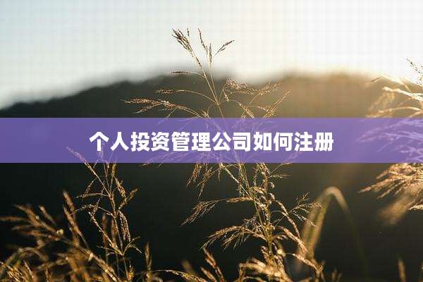 个人投资管理公司如何注册