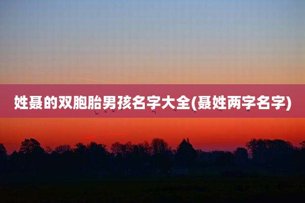 姓聂的双胞胎男孩名字大全(聂姓两字名字)