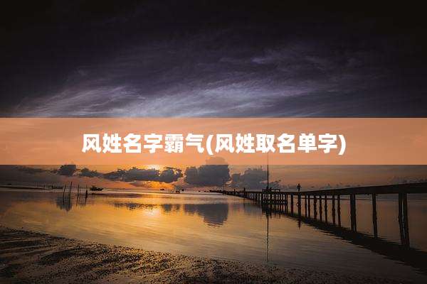 风姓名字霸气(风姓取名单字)