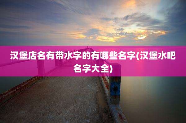 汉堡店名有带水字的有哪些名字(汉堡水吧名字大全)