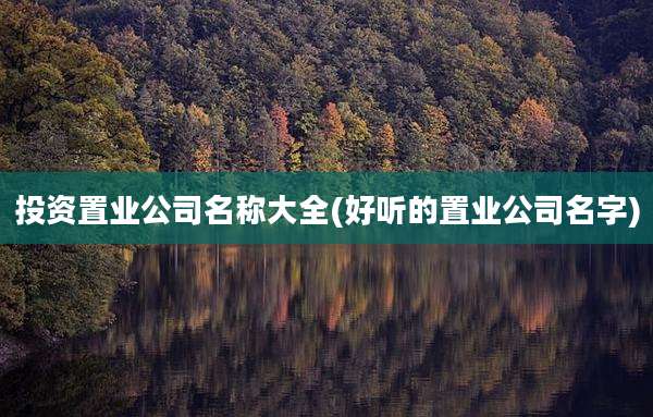 投资置业公司名称大全(好听的置业公司名字)