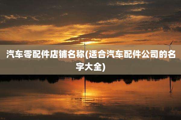 汽车零配件店铺名称(适合汽车配件公司的名字大全)