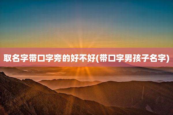 取名字带口字旁的好不好(带口字男孩子名字)