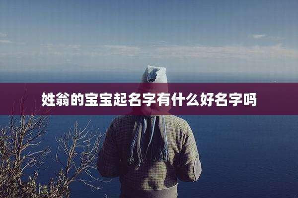 姓翁的宝宝起名字有什么好名字吗
