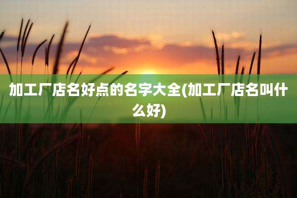 加工厂店名好点的名字大全(加工厂店名叫什么好)