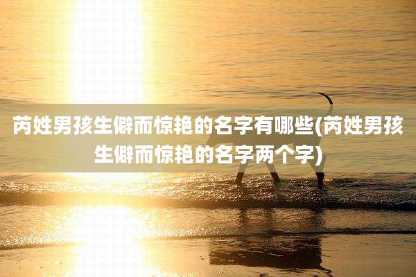 芮姓男孩生僻而惊艳的名字有哪些(芮姓男孩生僻而惊艳的名字两个字)
