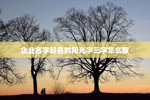 企业名字起名的阳光字三字怎么取